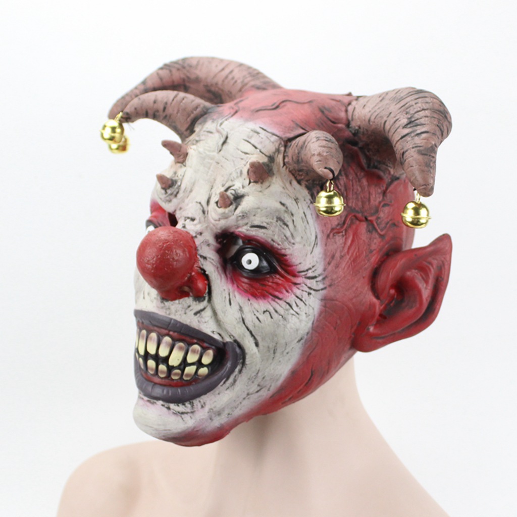 恐怖铃铛小丑面具 外贸热卖面具乳胶材质万圣节面具 现货出售