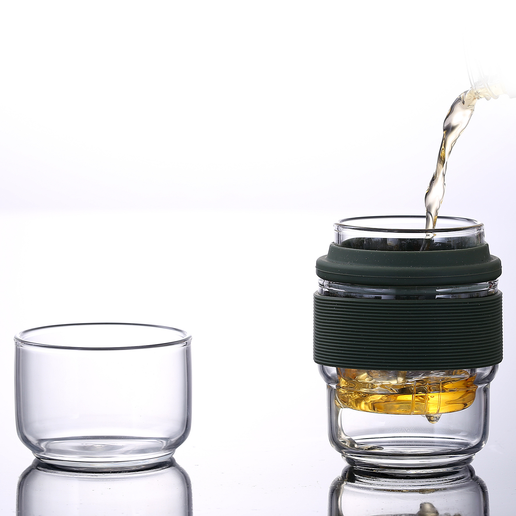 户外便携旅行创意功夫茶具套装旅游透明加厚泡茶杯过滤玻璃快客杯