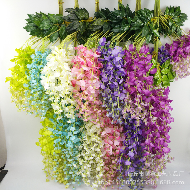 仿真紫藤花假花紫罗兰花藤婚庆装饰藤条塑料花条藤蔓植物厂家批发