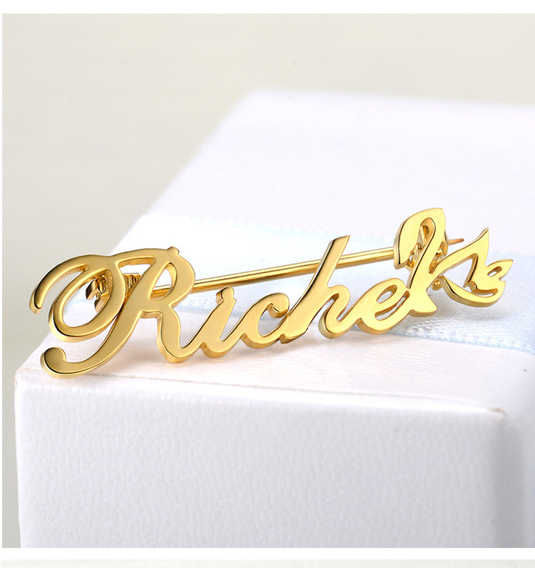 diy来图定制企业公司logo胸针男 订做团队名字别针女纯银字母微章