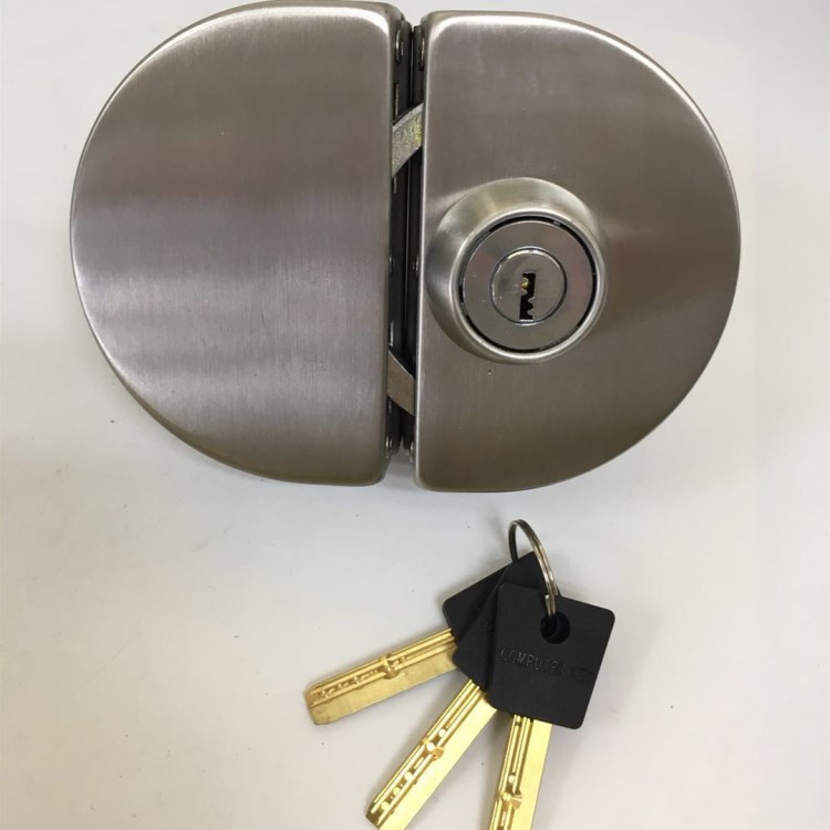 免开孔不锈钢玻璃门锁 单门单开双门双开锁半圆方型玻璃锁单双门