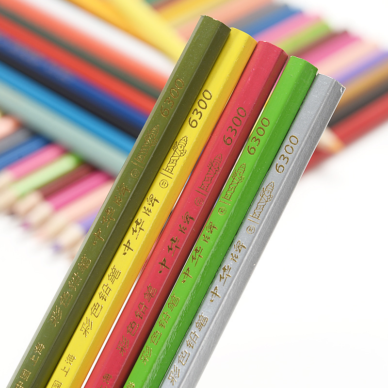 6300中华牌彩色铅笔12色18色24色36色桶装 儿童学生绘画填色铅笔