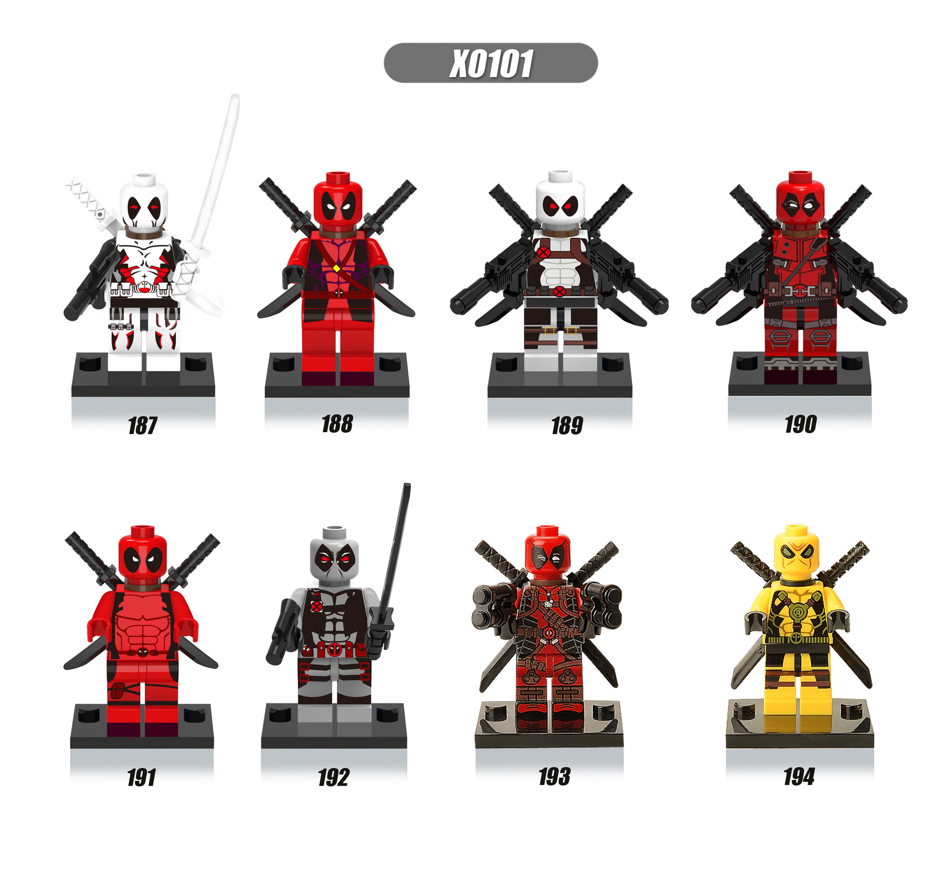 欣宏x0101超级英雄死侍复联187-194拼装积木人仔