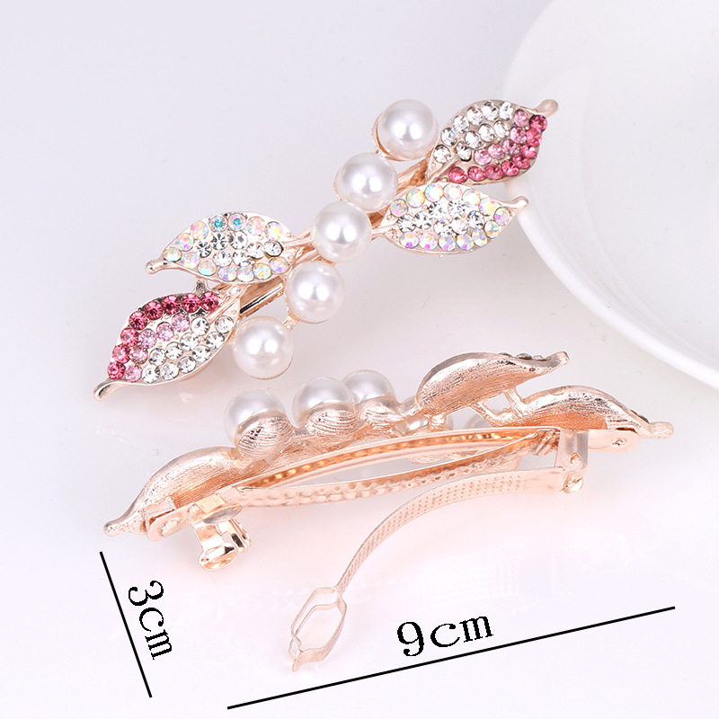 Rhinestone Bow Hairpin Headdress Large Pearl Shell Flower Spring Ponytail Clip Updo Hair Clip Hair Accessories Wholesale