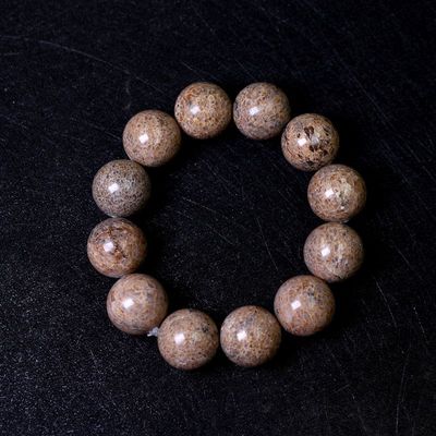 天然恐龙骨骼化石珠串 手链 手串 圆珠 古生物动物化石饰品