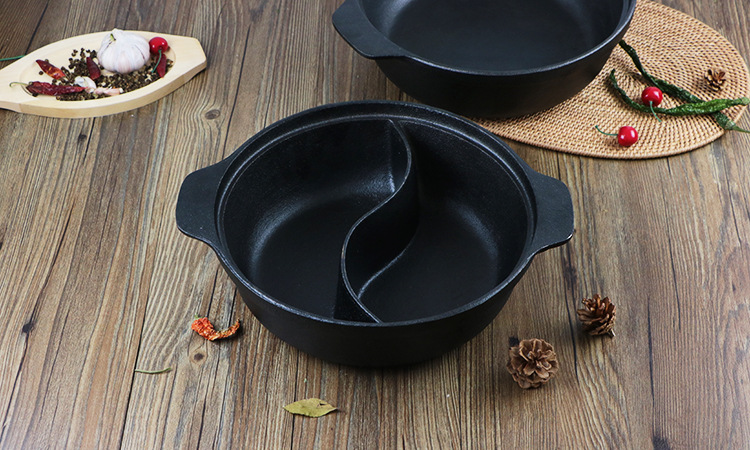 厂家直销鸳鸯火锅 铸铁锅 两用八卦清汤火锅 打标定制一件代发