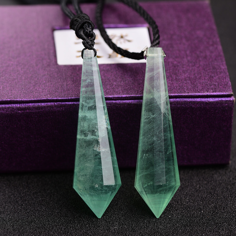 天然萤石灵摆挂坠 修灵原矿彩萤石灵摆师吊坠 蓝紫红绿萤石项坠