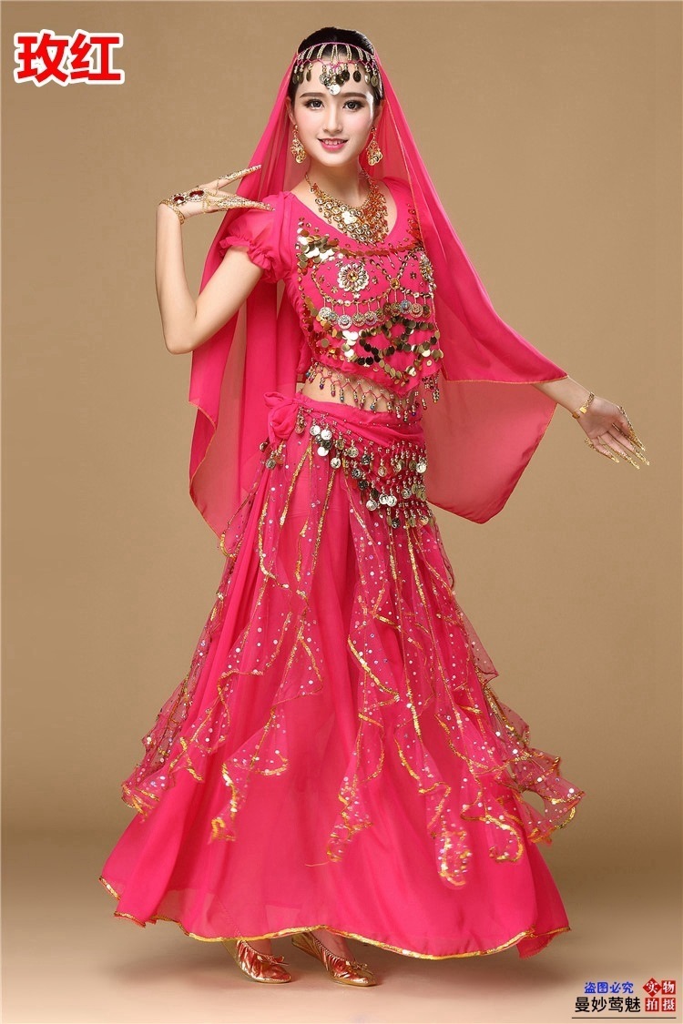 印度舞演出服装套装成人女新疆舞民族舞蹈服性感肚皮舞表演服装裙