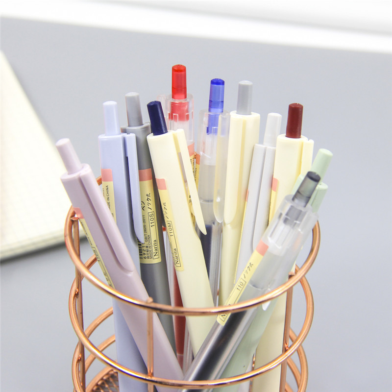 添彩家 时尚三角笔杆中性笔 黑色0.5mm按动水笔学生签字写字笔