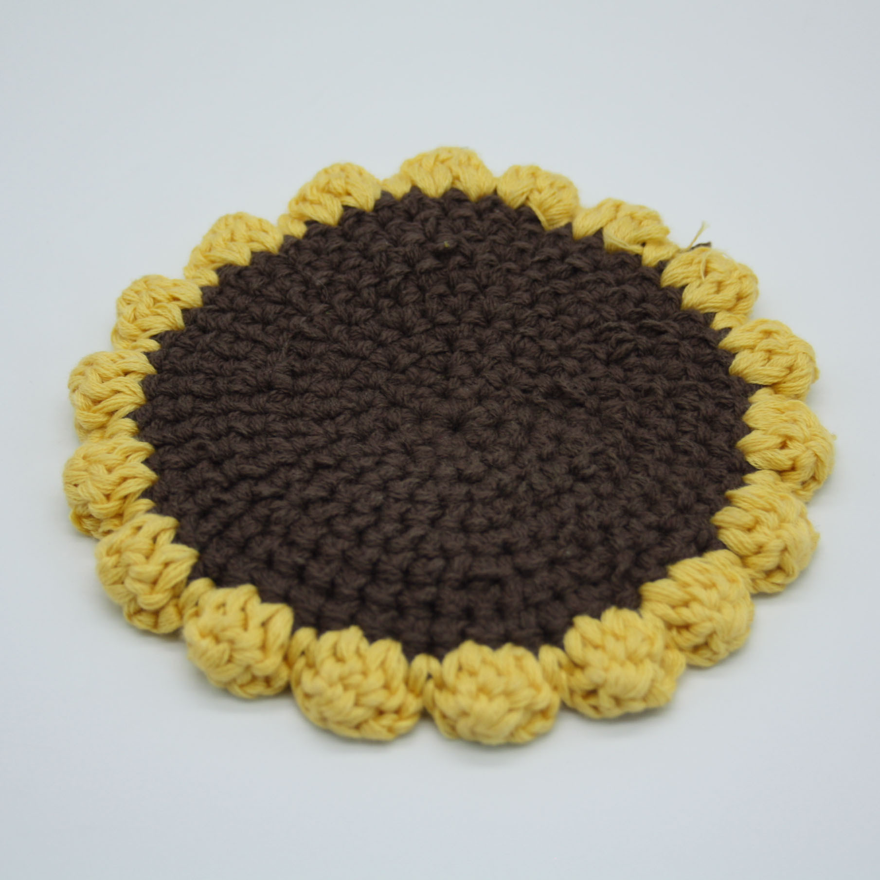 向日葵杯垫 针织工艺品 毛线纺织 编织装饰 手作 加工订制