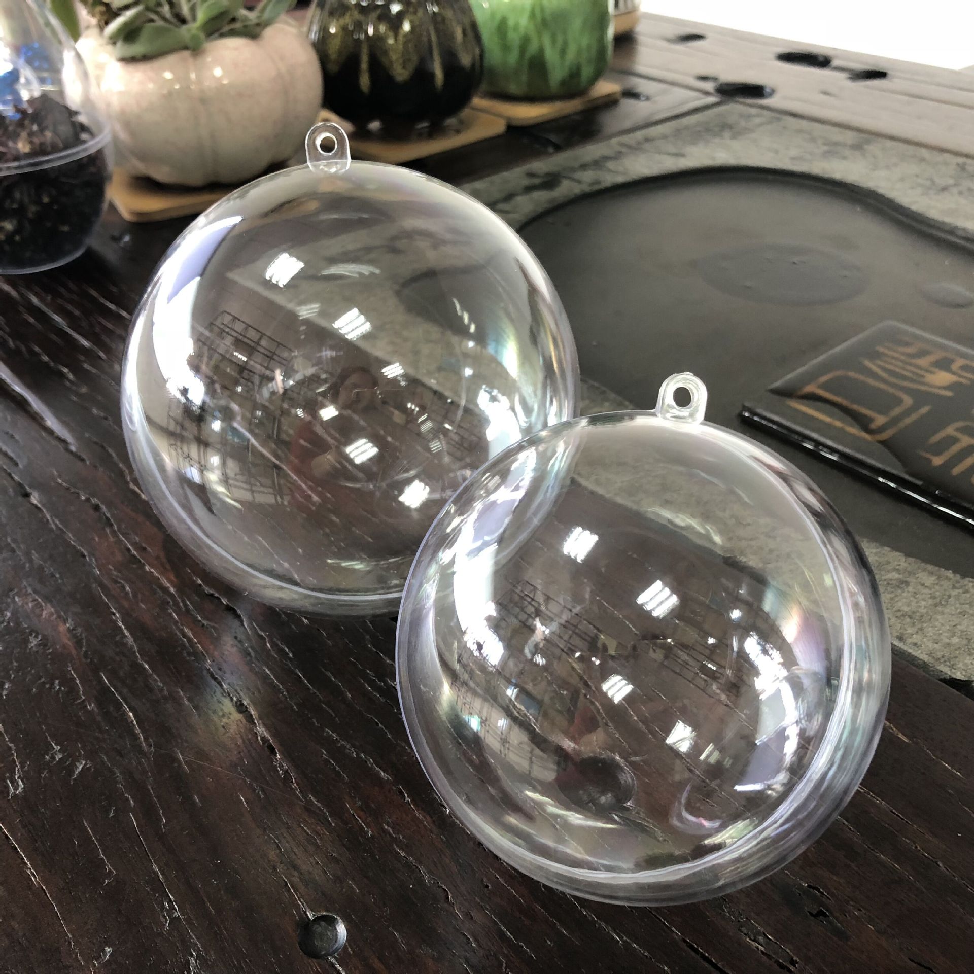批发高透明空心塑料 4至10cm圆球永生花圣诞婚庆店铺diy装饰品