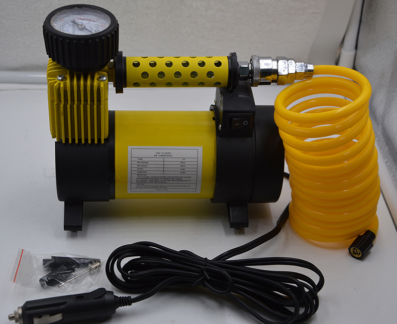 厂家直销车载充气泵单缸便携式12v大功率带灯金属打气泵汽车应急