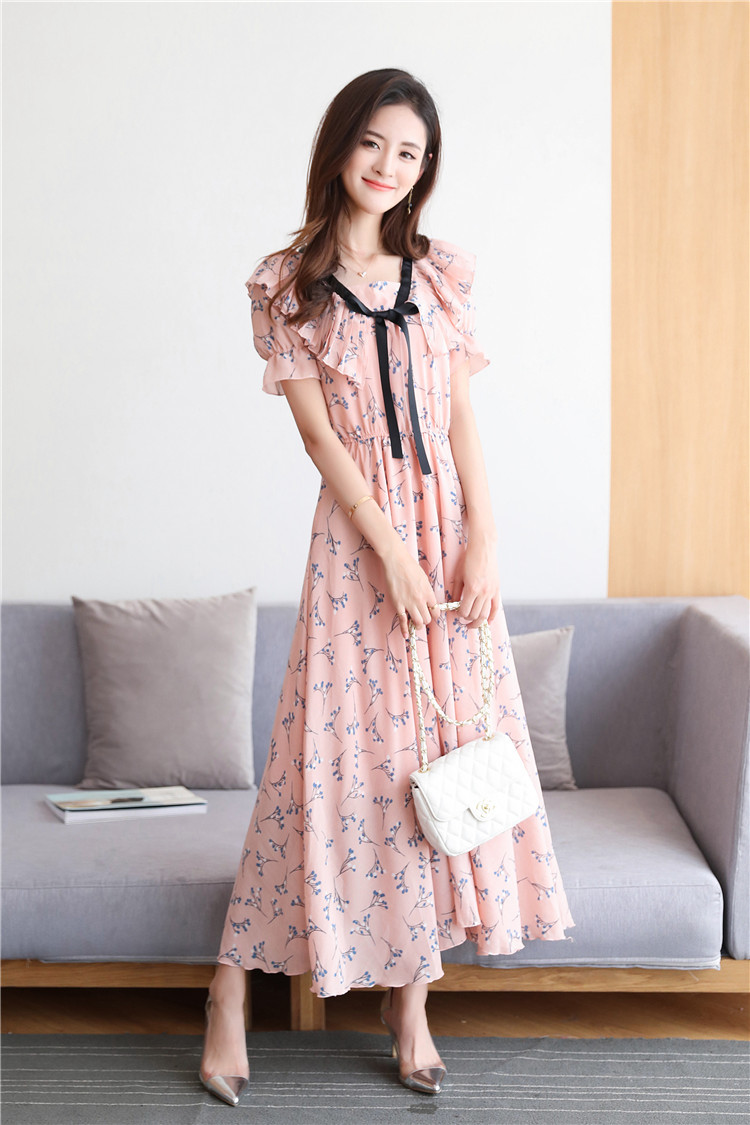 2018大码女装夏装雪纺连衣裙200斤胖mm碎花大摆长裙