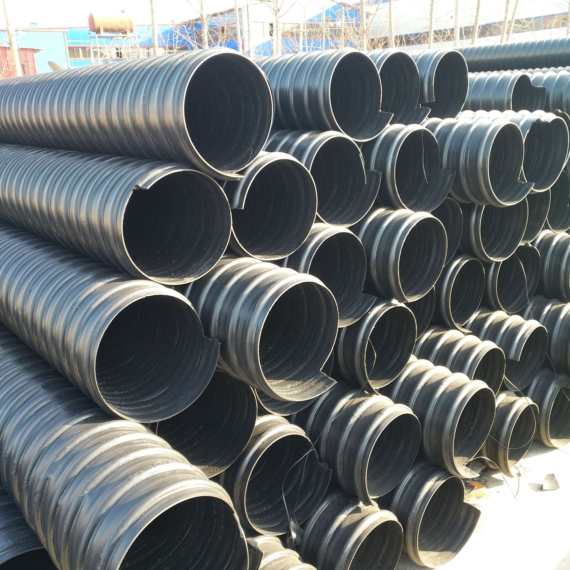 河流改造用hdpe钢带波纹管 国道排水系统钢带增强螺旋波纹管dn400
