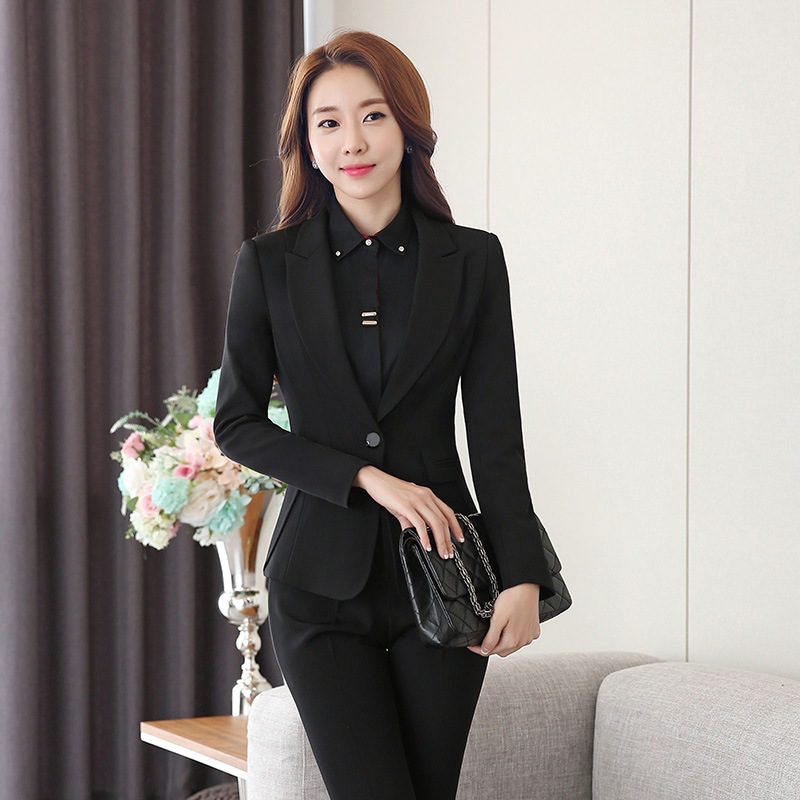 秋冬职业装女装套装气质修身长裤西装套裤女白领正装工作服套裙