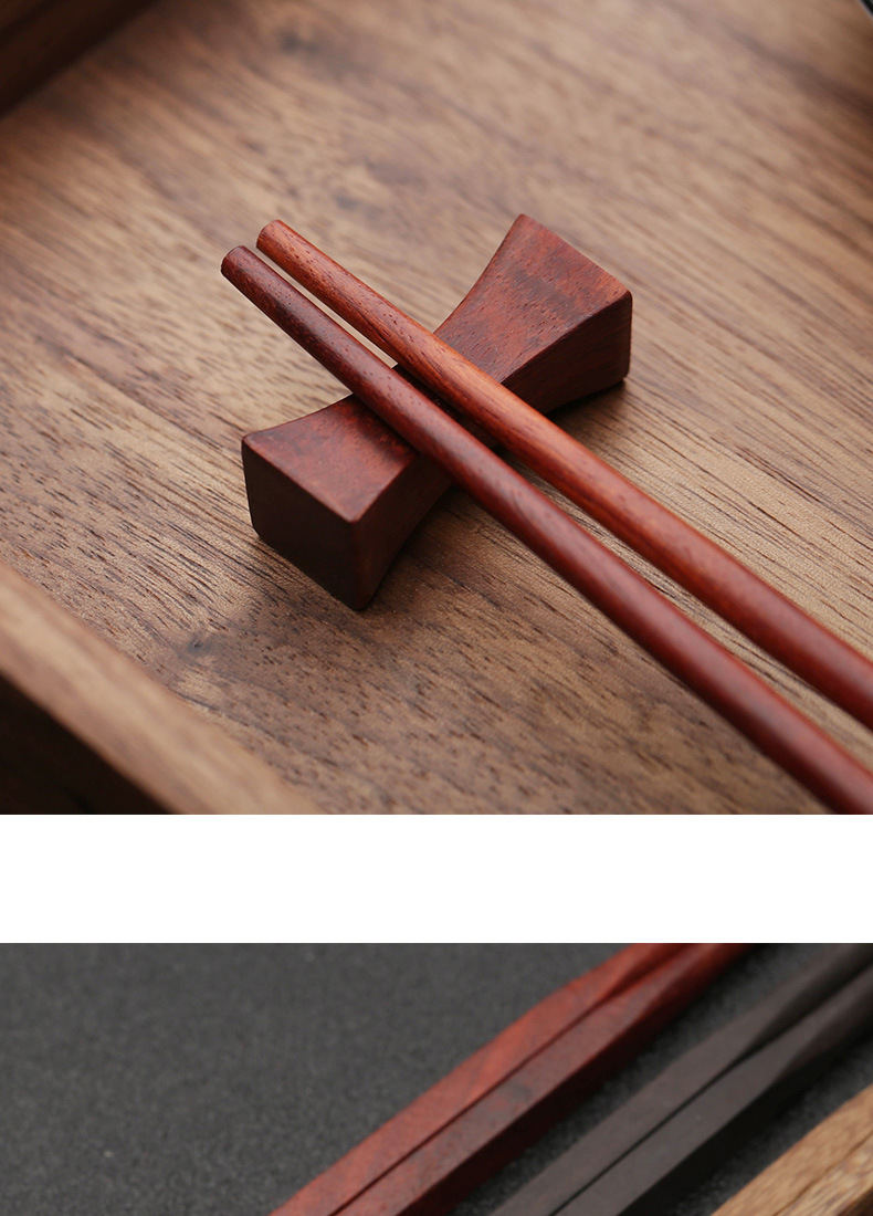 黑檀木红木筷子 2双礼盒套装无漆无蜡家用礼品筷刻字定制