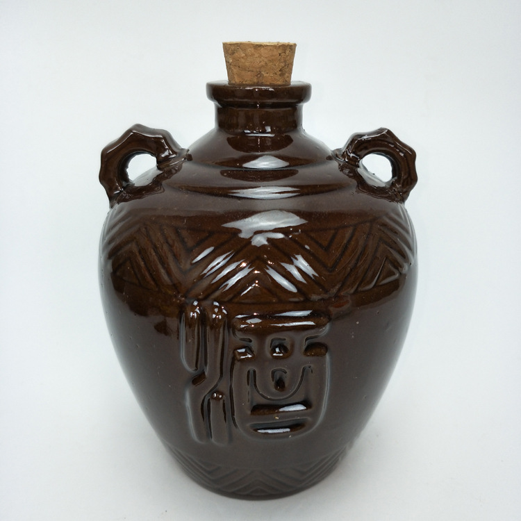 2斤3斤装宜兴陶瓷酒坛仿古家用密封小酒瓶酿酒壶酒具带盖陶瓷酒瓶