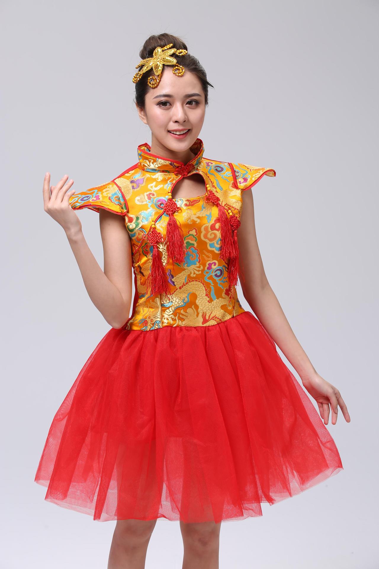 现代打鼓服演出服2018新款喜庆中国风舞蹈服装水鼓舞开场舞女成人