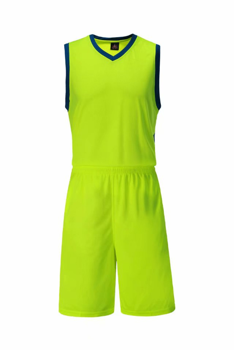 篮球服套装男印字团购队服定制球服 球衣夏训练比赛荧光绿篮球衣