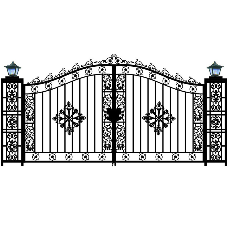 别墅铁艺大门 中式庭院小区工厂铁艺大门农村推拉双开门厂家