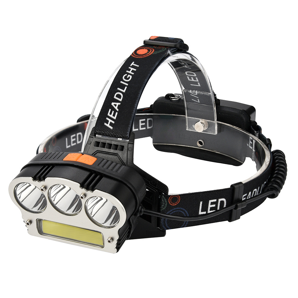 跨境专供t6 cob led红白光强光头灯 usb充电户外钓鱼头灯照明灯