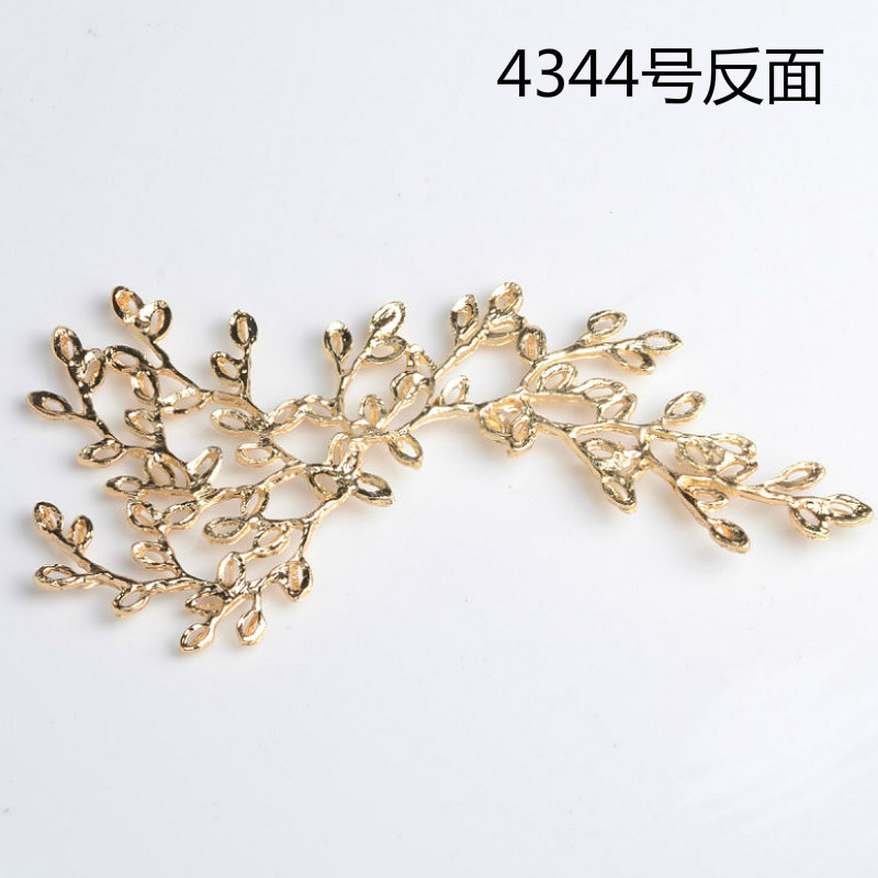 Electroplating Big Flower Big Branch Leaf Bag Bridal Headdress Alloy Accessories DIY Ornament 4344-6431