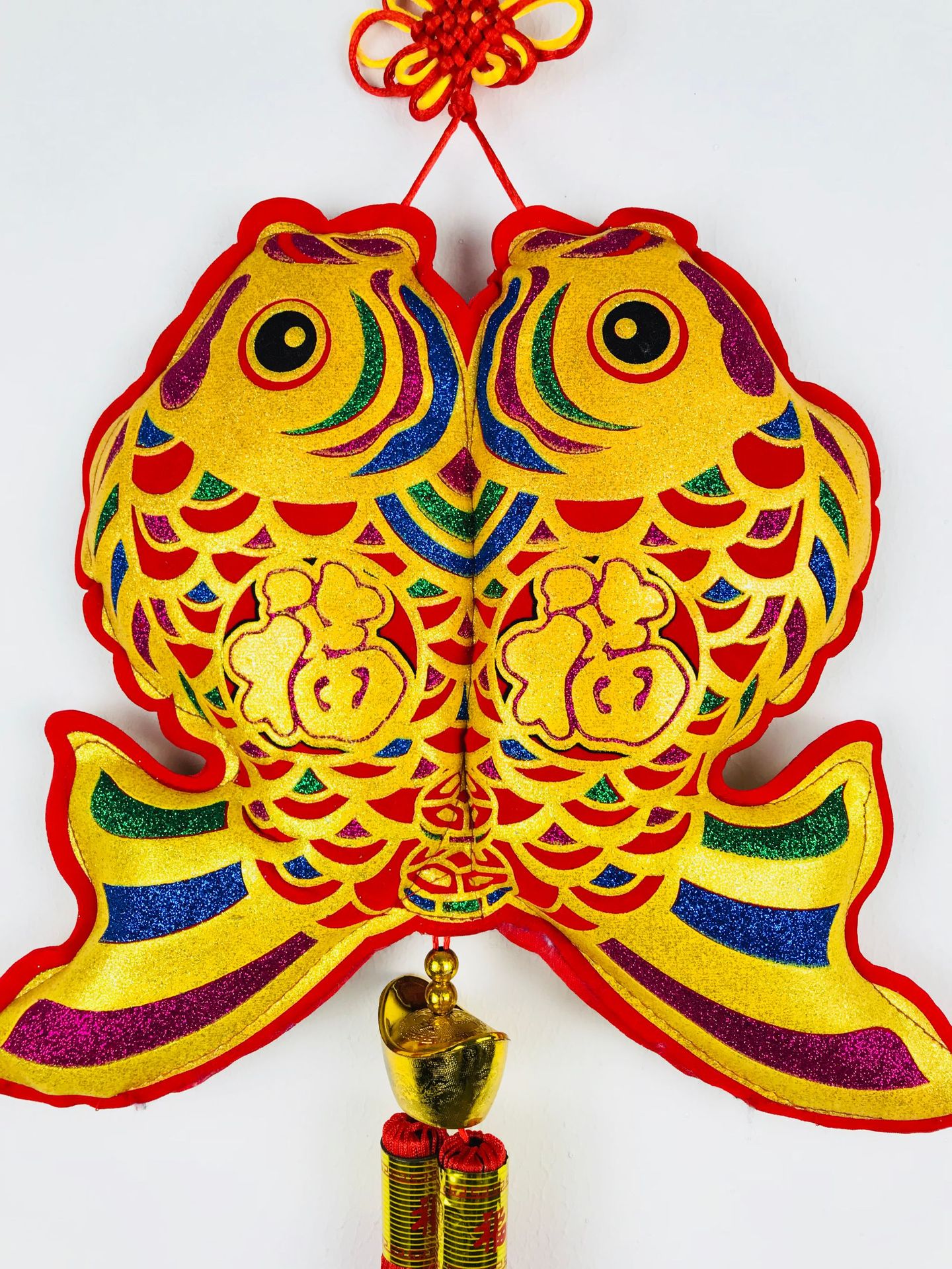 中国结 绣花双鱼挂件 装饰春节节日场景布置 手工年年有鱼挂件