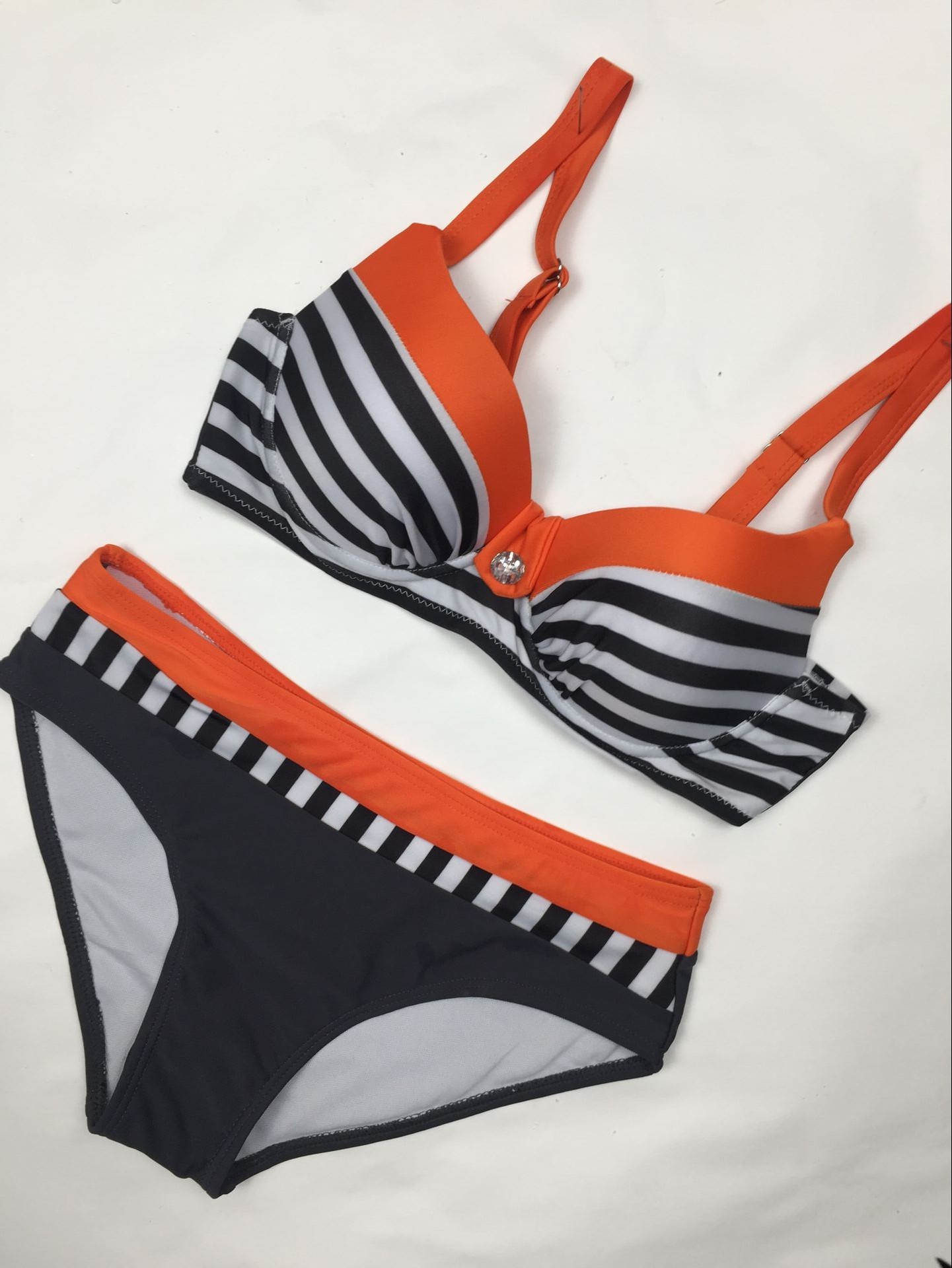 欧美新款大码大胸硬包比基尼泳衣 性感聚拢多色女士分体泳装bikin