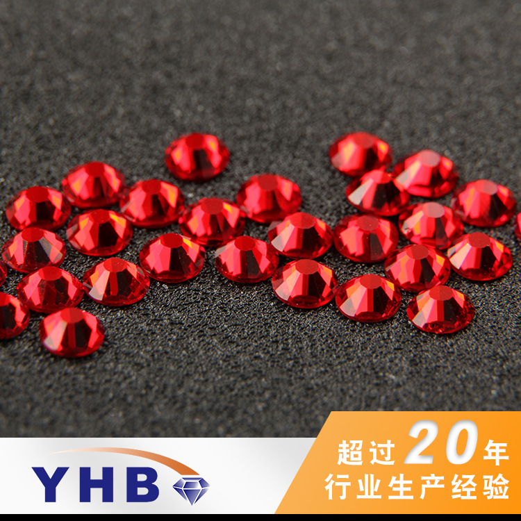 Factory Hot Yhb Bottoming Drill Red Flat Stone 5mm Dancing Dress Ornament Clothing Manicure Glass Drill without Rubber Sole