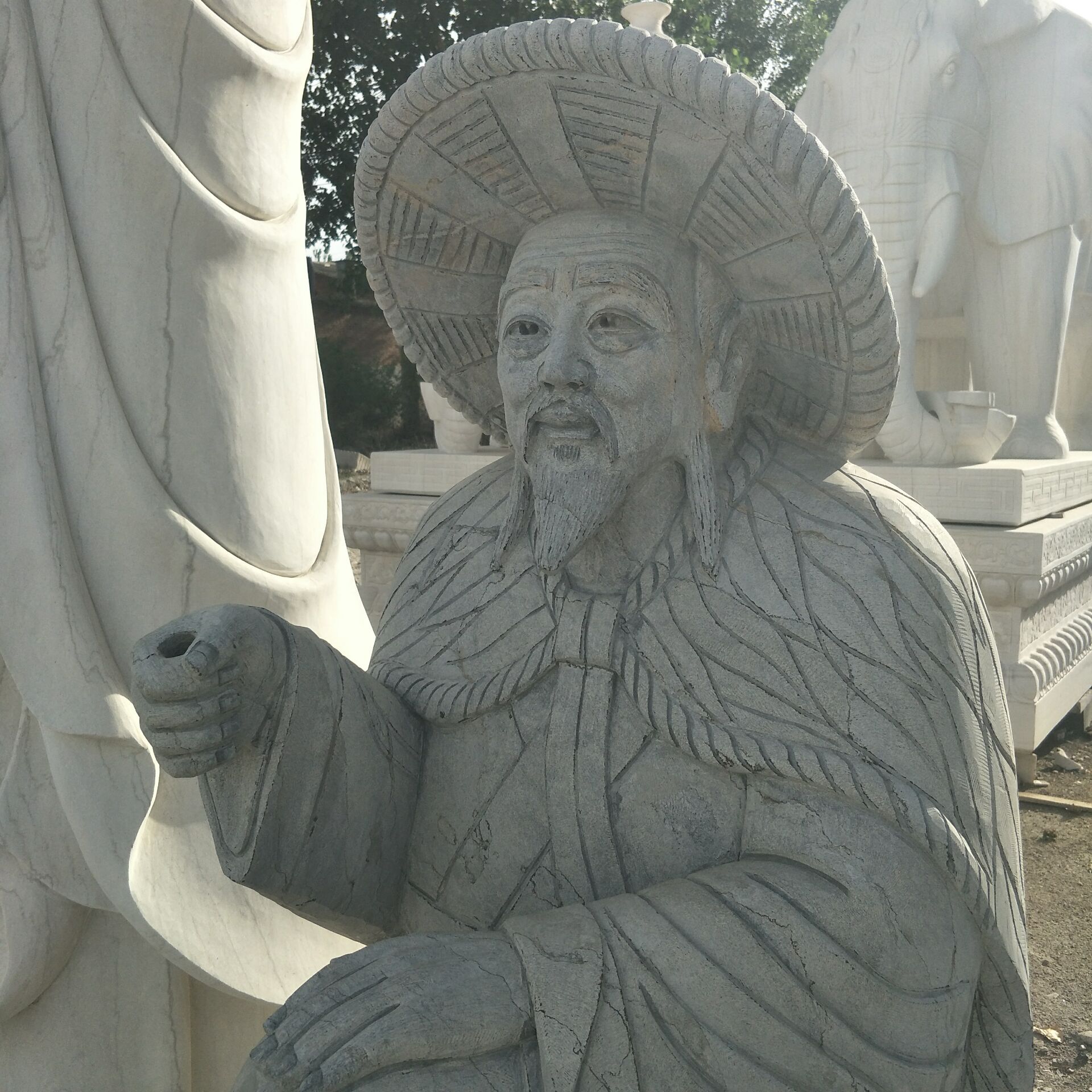 厂家定制批发姜太公钓鱼青石石雕雕塑 人物动物各种石雕可定制