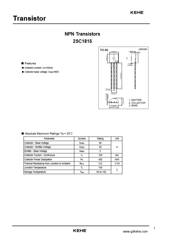 双极晶体管(bjt)-厂家直销批发全新原装kehe三极管c1815 gr331三.