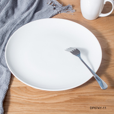西餐餐盘 11寸西式餐厅纯白餐具定制点心水果盘圆形 北欧盘子陶瓷
