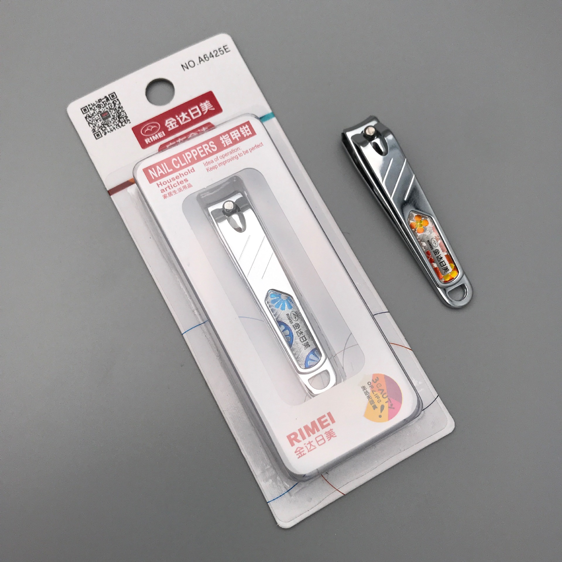 金达日美6425e中号锌合金镀铬贴花面指甲刀超市展示盒装修甲钳