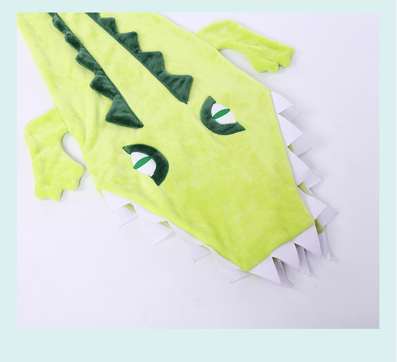 跨境专供儿童卡通绿色鳄鱼睡袋双面法兰绒休闲户外睡袋