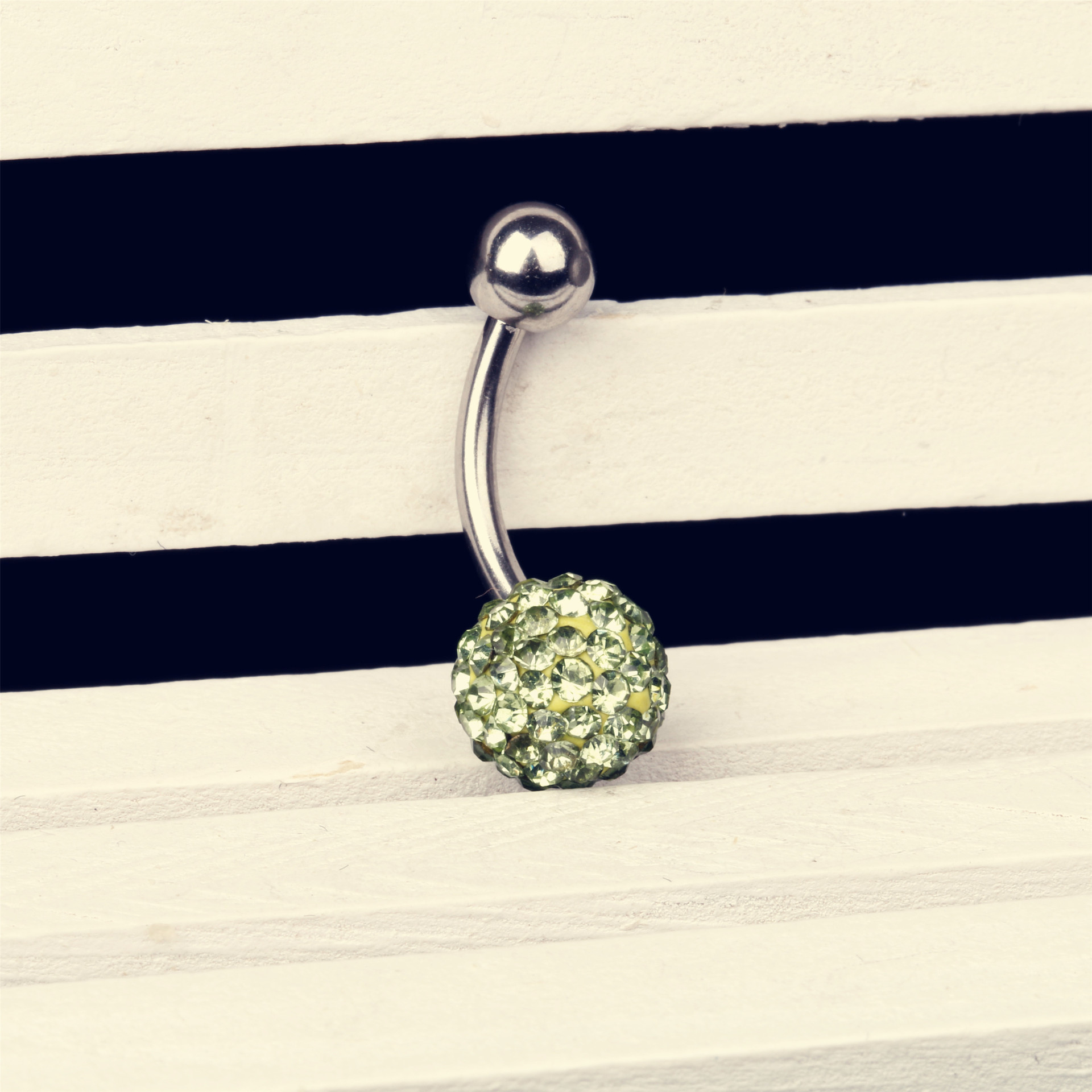 爆款镶满钻肚脐环满钻球肚脐钉绿钻香巴拉软泥软胶胶泥球脐环