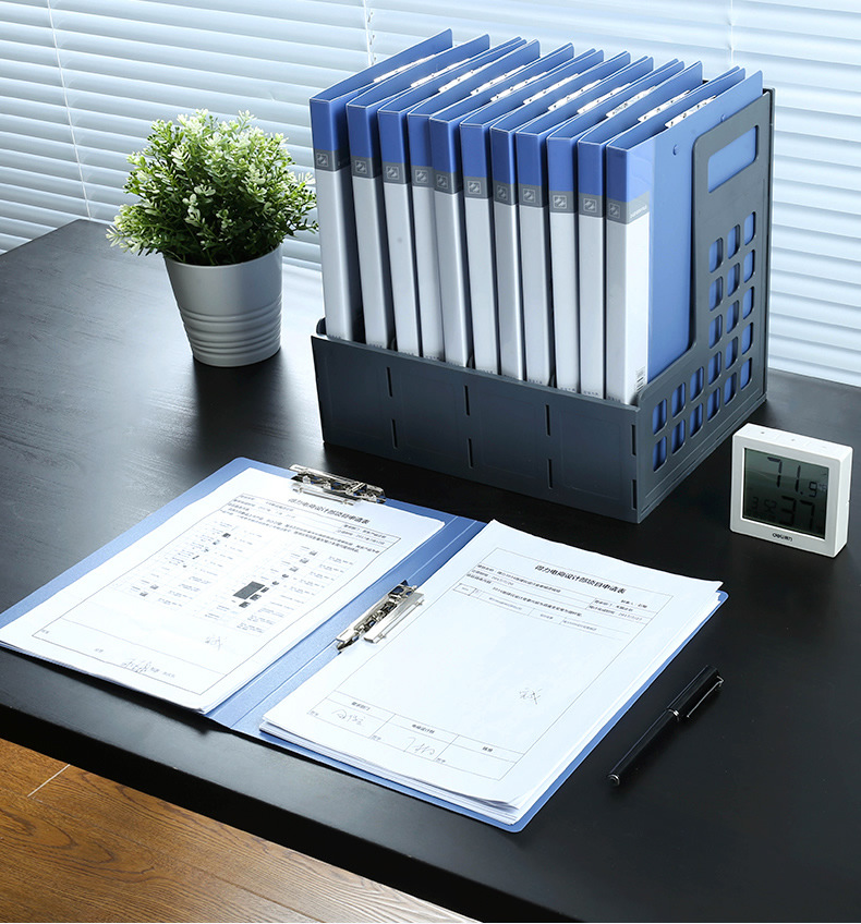 得力5363系列办公深色淡雅文件夹单夹插页袋a4文件夹办公用品批发