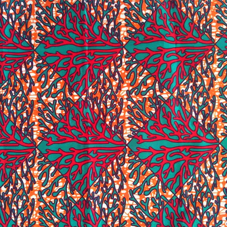 蜡印布全涤 双面印花 非洲wax105克轧光/压花服装布