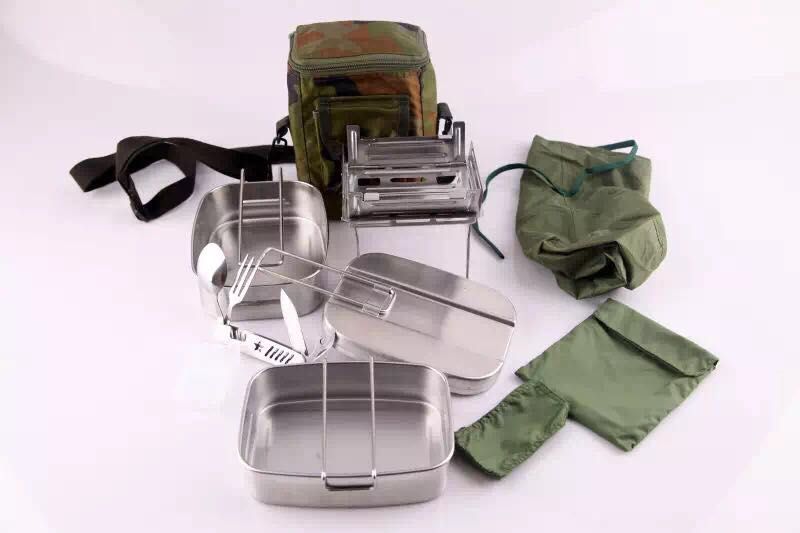 10式单b餐具户外炊具套装个人套装餐盒餐具多功能餐具包