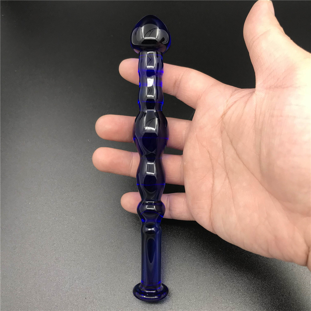 zcz蓝色水晶玻璃肛塞后庭男女用自慰器另类玩具阳具棒开扩肛gay