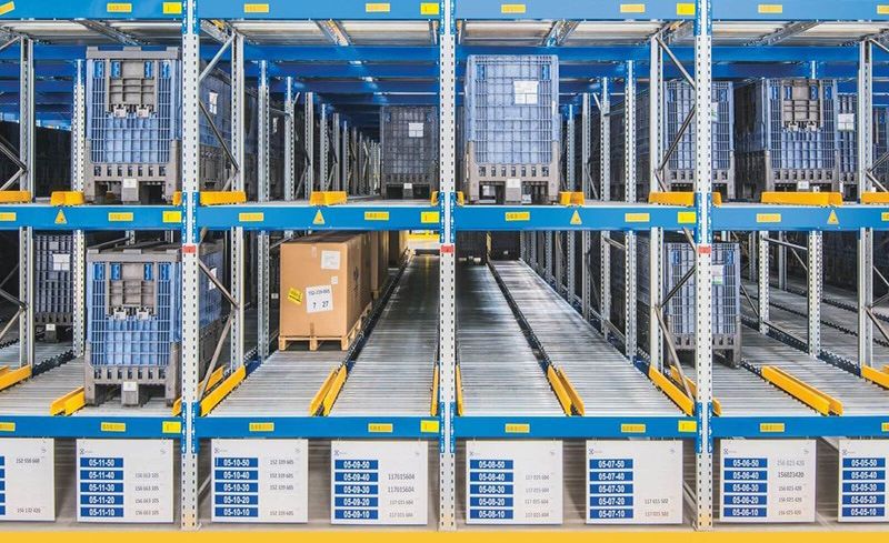 优质商品 重力式仓储货架 采用滚筒重力 先进先出密集存储方案