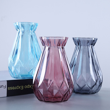 简约欧式玻璃花瓶透明复古桌面水培花瓶 客厅创意干花工艺摆件