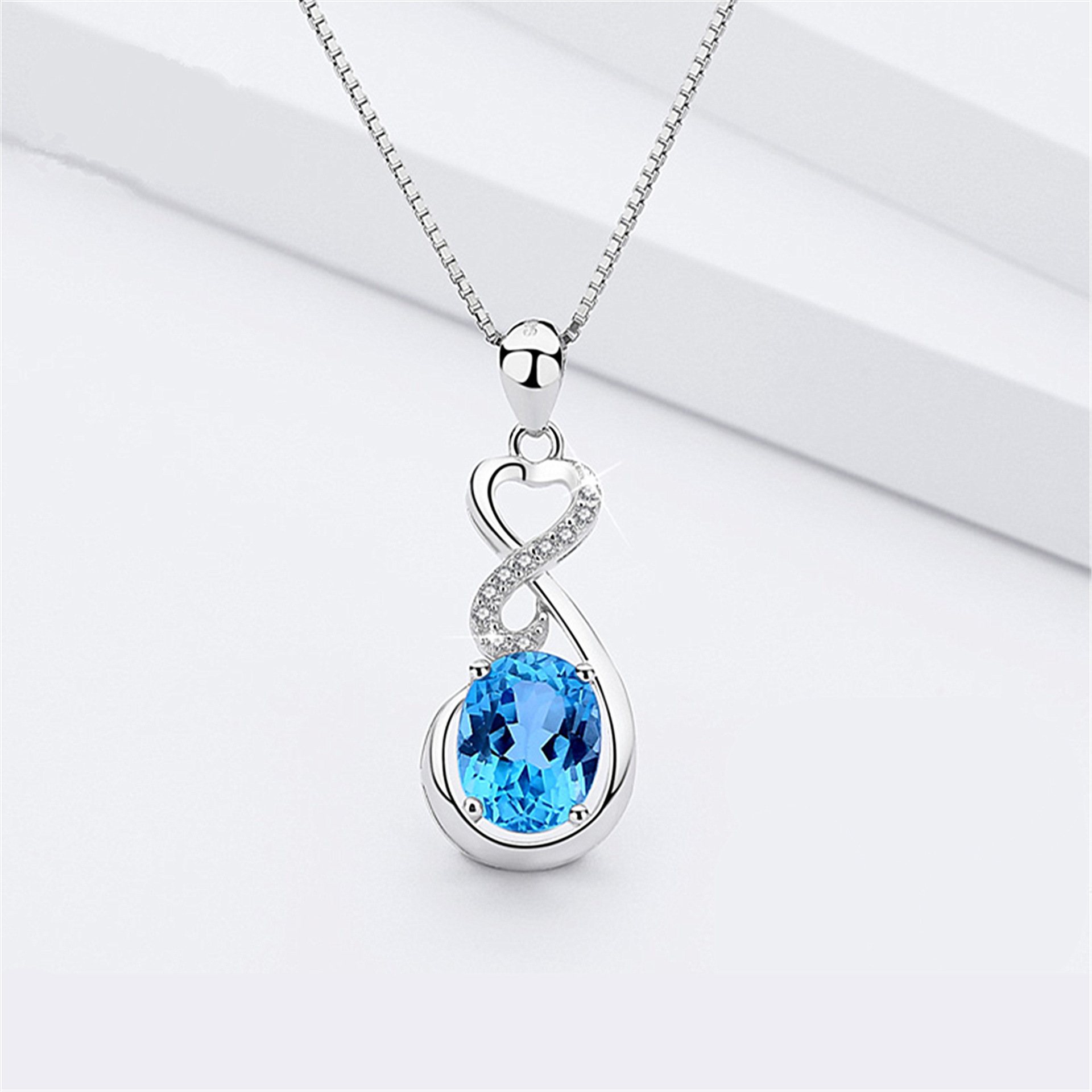 品牌相似网红直播热卖新品仿真海蓝托帕石璀璨开口戒指女吊坠项链套装