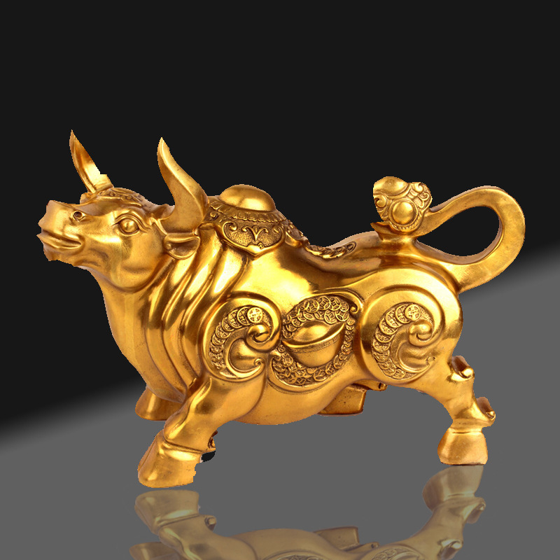 全铜牛摆件 铜制家居办公室开业铜器工艺礼品物抬头牛铜摆件
