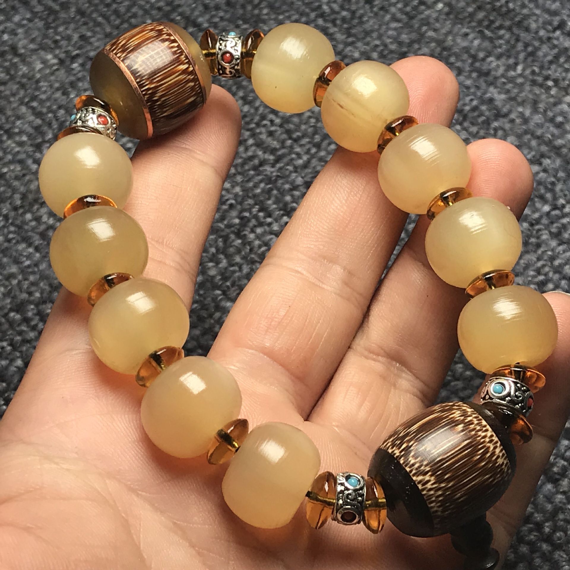 正宗天然西藏羊角 羊角手串苹果园手链 藏式民族风男女手链