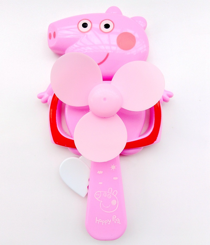 小猪佩奇手压风扇学生随身手摇卡通小风扇便携式儿童创意礼物批发