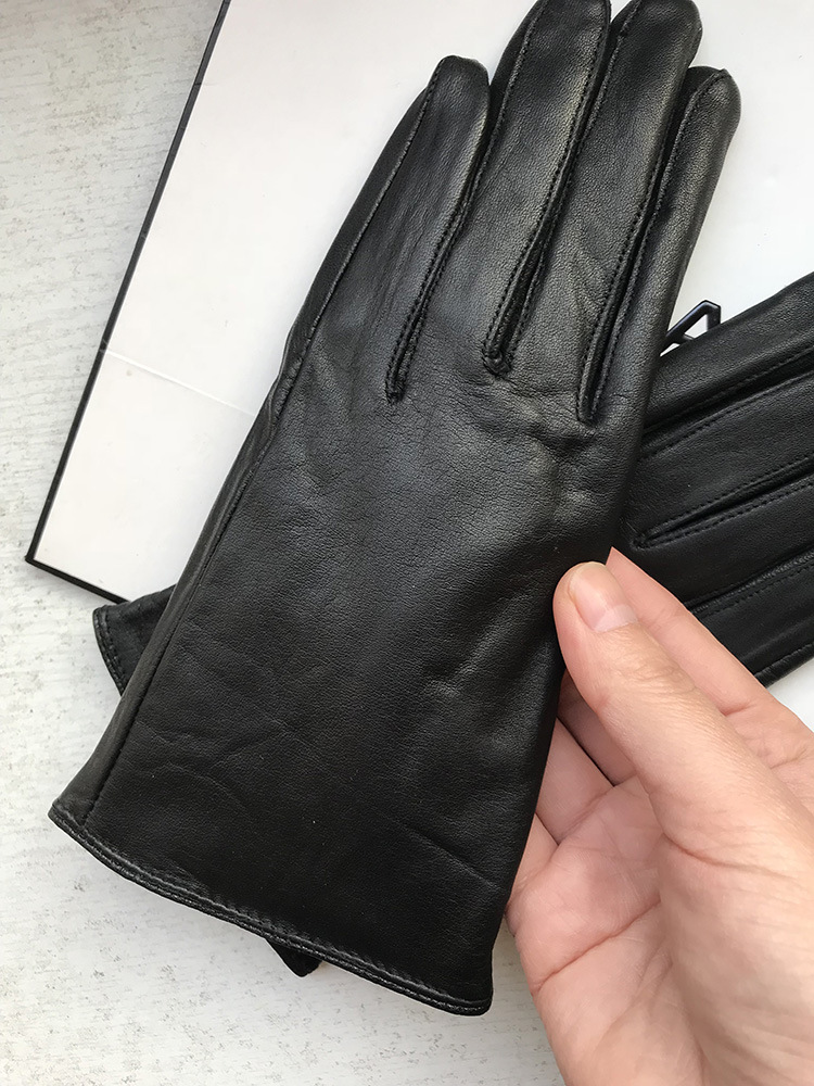 绵羊皮手套女士真皮棕色手套绒里冬季保暖一件代发纯羊皮欧美触屏