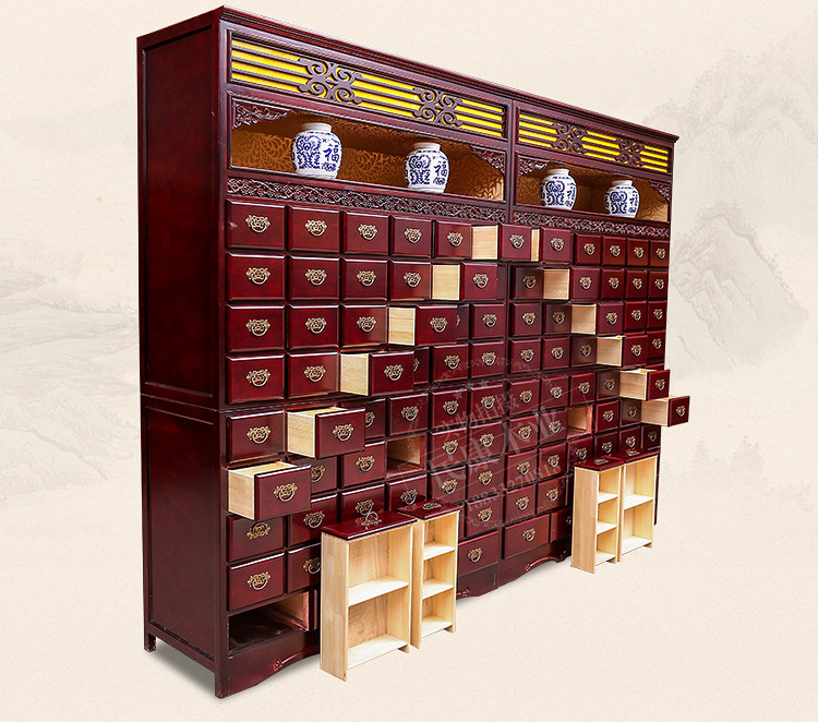中草药柜 中医院药材展柜樟松木木中药柜实木草药柜子