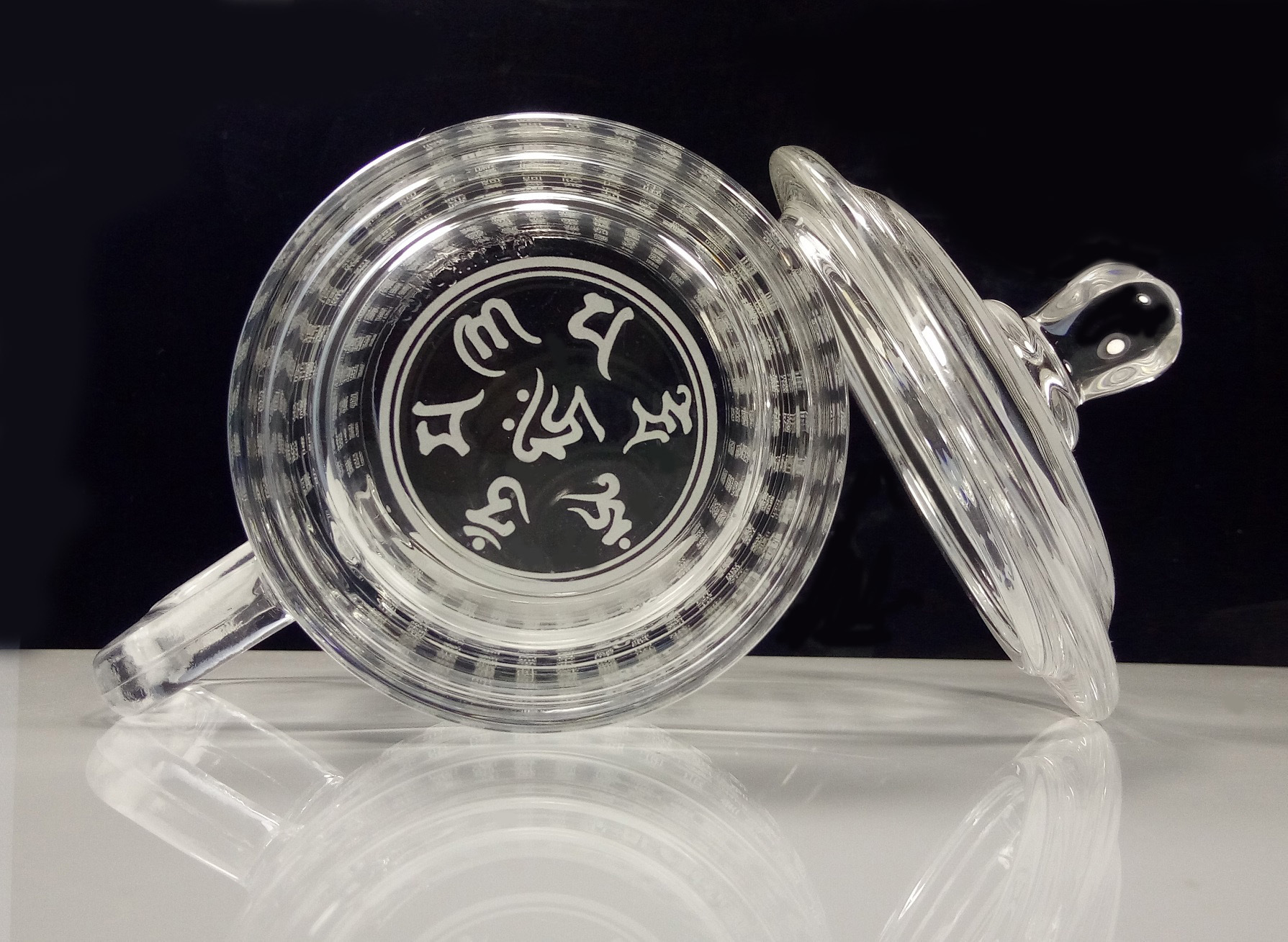 布达哈大悲咒水晶杯佛教佛经养生圣水杯大悲咒水杯家用办公杯把杯