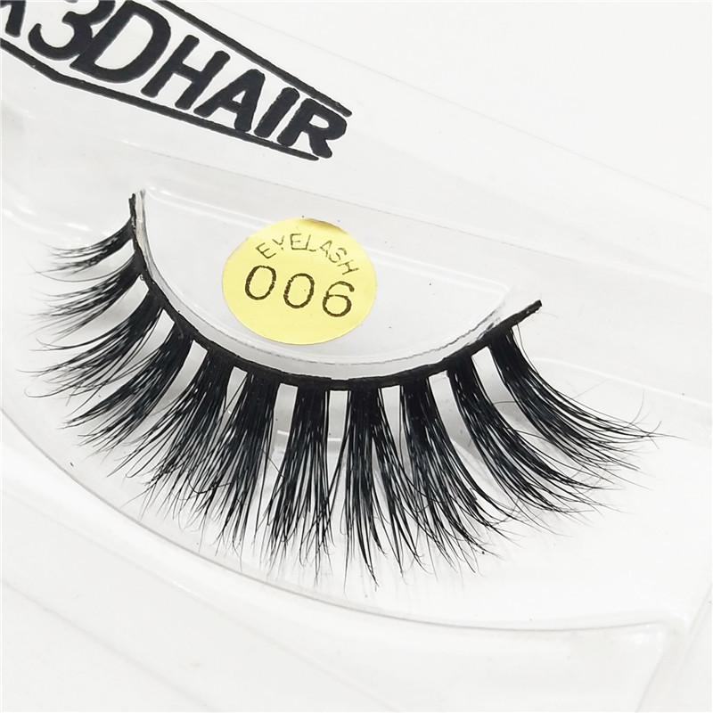 006 Cross False Eyelashes Natural Plain Long Eye Tail Lengthening 3D Mink Hair Handmade Eyelash Wholesale