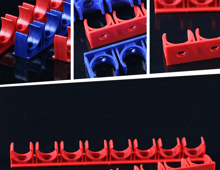 pvc线管排卡16 20红蓝白u型管卡 管码线管固定卡8位10位连排管卡